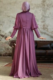  Long Sleeve Dusty Rose Muslim Evening Dress 25822GK - 3