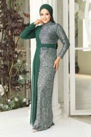  Long Sleeve Emerald Green Islamic Prom Dress 25851ZY - 1