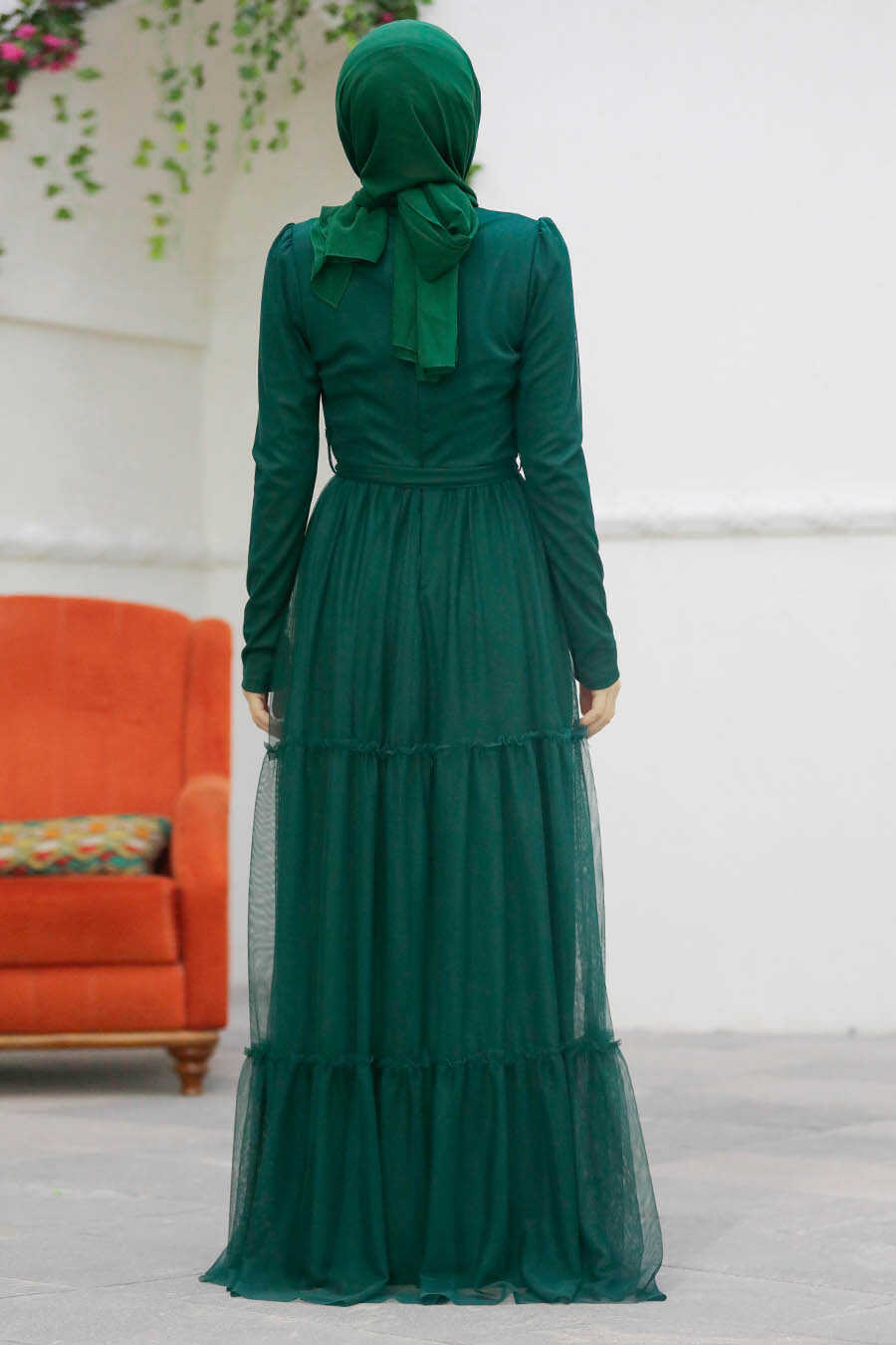 Neva Style - Long Sleeve Emerald Green Muslim Evening Dress 55621ZY