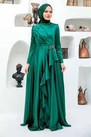  Long Sleeve Green Muslim Wedding Gown 22431Y - 1