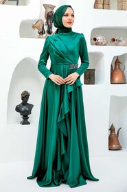  Long Sleeve Green Muslim Wedding Gown 22431Y - 2
