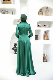  Long Sleeve Green Muslim Wedding Gown 22431Y - 3