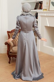  Long Sleeve Grey Muslim Wedding Gown 22431GR - 2