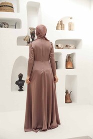  Long Sleeve Mink Muslim Wedding Gown 22431V - 2