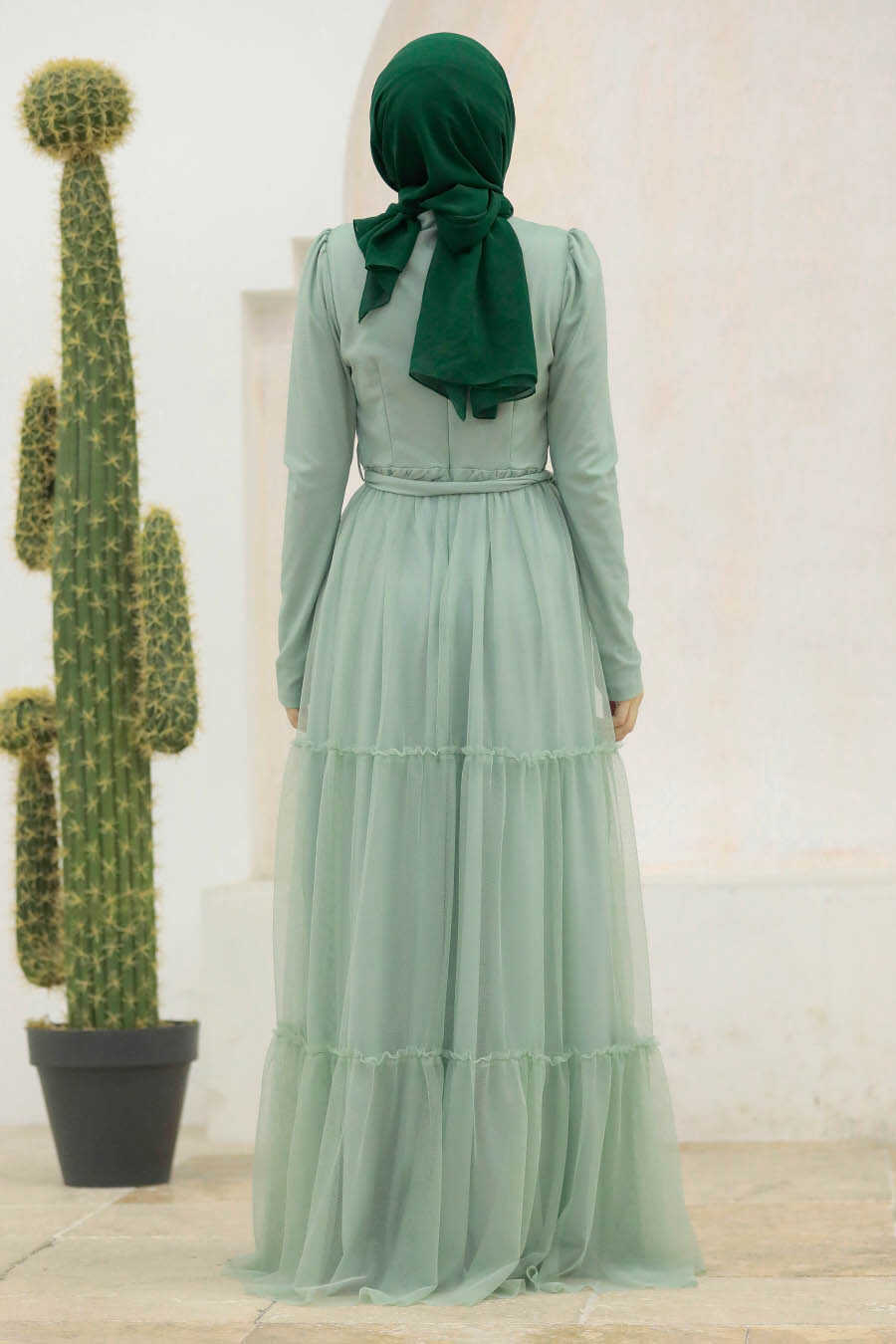 Neva Style - Long Sleeve Mint Muslim Evening Dress 55621MINT