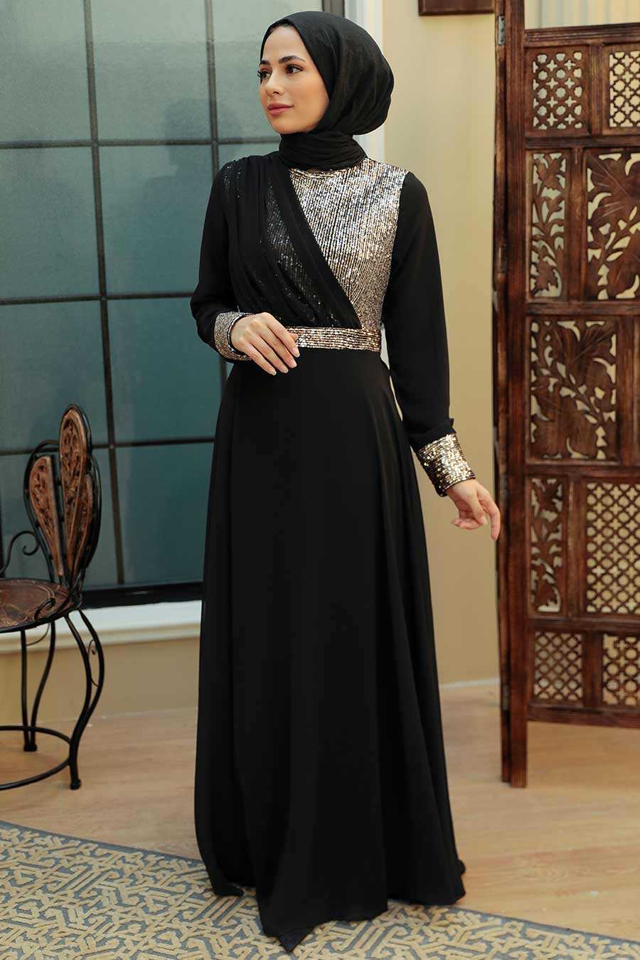  Long Sleeve Silver Muslim Bridal Dress 5793GMS