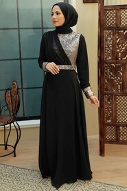  Long Sleeve Silver Muslim Bridal Dress 5793GMS - Thumbnail