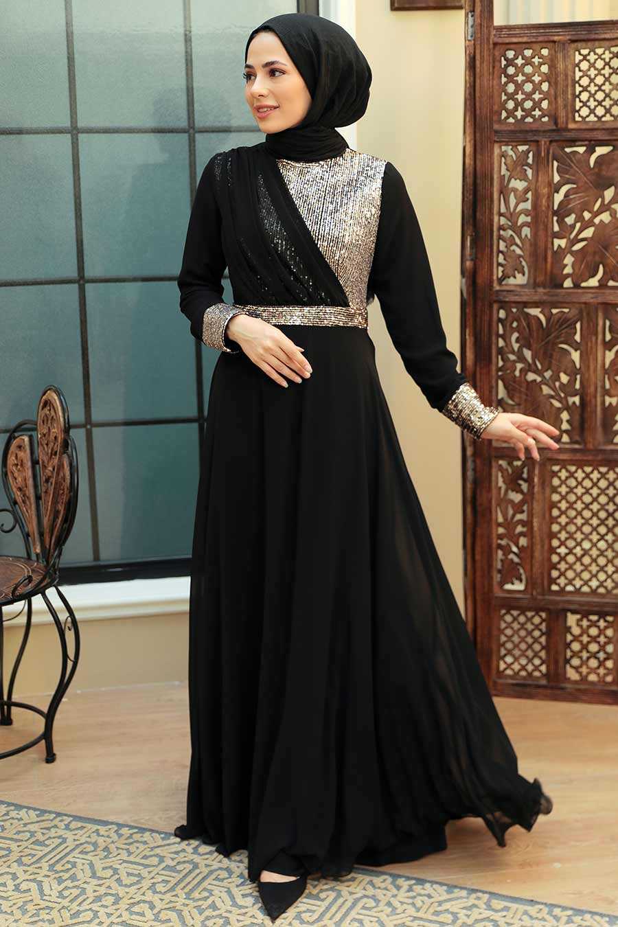  Long Sleeve Silver Muslim Bridal Dress 5793GMS