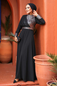  Long Sleeve Silver Muslim Bridal Dress 5793GMS - 2