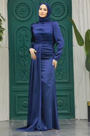  Long Sleve Navy Blue Islamic Clothing Prom Dress 23021L - 1