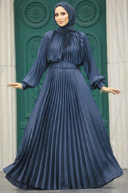 Long Smoke Color Islamic Clothing Dress 41204FU - NEVA STYLE
