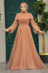 Long Terra Cotta Evening Dress 22331KRMT - 1