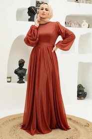  Long Terra Cotta Modest Wedding Dress 55410KRMT - 3