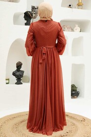  Long Terra Cotta Modest Wedding Dress 55410KRMT - 4