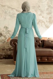  Long Turqouse Islamic Wedding Dress 5736TR - 4