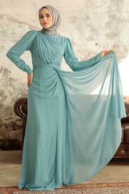  Long Turqouse Islamic Wedding Dress 5736TR - 3