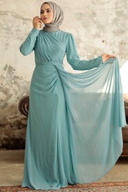  Long Turqouse Islamic Wedding Dress 5736TR - 2