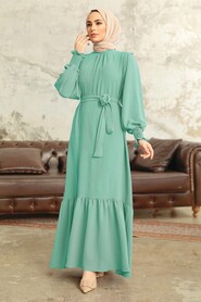  Long Turquoise Hijab Dress 5972TR - NEVA STYLE