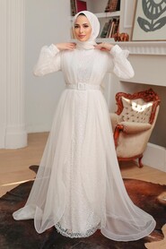  Long White Modest Bridesmaid Dress 56291B - NEVA STYLE