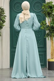  Luxorious Almond Green Modest Islamic Clothing Prom Dress 22192CY - 3