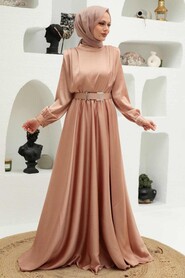  Luxorious Beige Hijab Engagement Dress 3378BEJ - 2