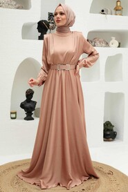  Luxorious Beige Hijab Engagement Dress 3378BEJ - 3