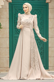  Luxorious Beige Modest Evening Gown 2295BEJ - 2