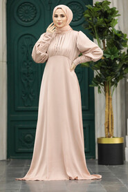  Luxorious Beige Modest Islamic Clothing Prom Dress 22192BEJ - 1
