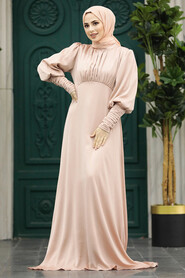  Luxorious Beige Modest Islamic Clothing Prom Dress 22192BEJ - 2