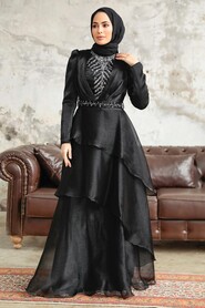  Luxorious Black Islamic Clothing Evening Dress 38221S - 2