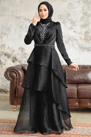  Luxorious Black Islamic Clothing Evening Dress 38221S - 1