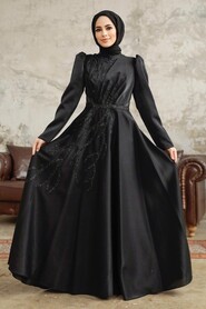  Luxorious Black Islamic Evening Dress 3915S - 1