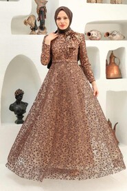  Luxorious Brown Islamic Wedding Dress 22421KH - 2