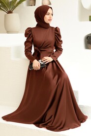  Luxorious Brown Modest Islamic Clothing Evening Dress 4570KH - NEVA STYLE