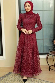  Luxorious Claret Red Modest Prom Dress 3330BR - 2