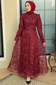 Luxorious Claret Red Modest Prom Dress 3330BR - 1