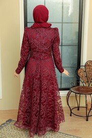  Luxorious Claret Red Modest Prom Dress 3330BR - 5