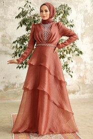  Luxorious Copper Islamic Clothing Evening Dress 38221BKR - 2