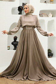  Luxorious Dark Dusty Rose Hijab Engagement Dress 3378KV - NEVA STYLE