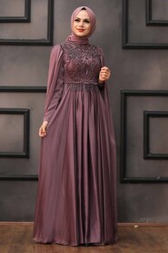  Luxorious Dark Dusty Rose Islamic Clothing Evening Dress 22162KGK - 1