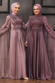  Luxorious Dark Dusty Rose Islamic Clothing Evening Dress 22162KGK - 3