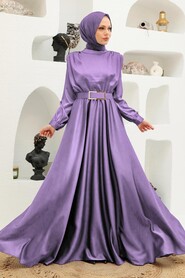  Luxorious Dark Lila Hijab Engagement Dress 3378KLILA - NEVA STYLE