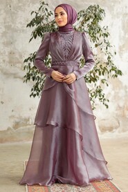 Luxorious Dark Lila Islamic Clothing Evening Dress 38221KLILA - 1