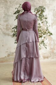  Luxorious Dark Lila Islamic Clothing Evening Dress 38221KLILA - 3