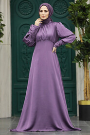  Luxorious Dark Lila Modest Islamic Clothing Prom Dress 22192KLILA - 2