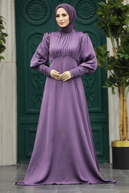  Luxorious Dark Lila Modest Islamic Clothing Prom Dress 22192KLILA - 1