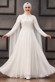  Luxorious Ecru Islamic Clothing Evening Dress 22162E - 1