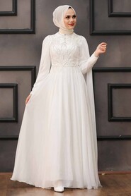  Luxorious Ecru Islamic Clothing Evening Dress 22162E - 2