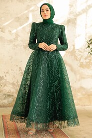 Luxorious Emerald Green Hijab Clothing Engagement Dress 22851ZY - 1
