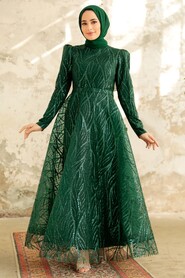  Luxorious Emerald Green Hijab Clothing Engagement Dress 22851ZY - 2